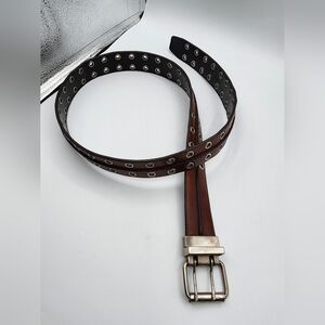 Brown Leather Belt with Silver Buckle
